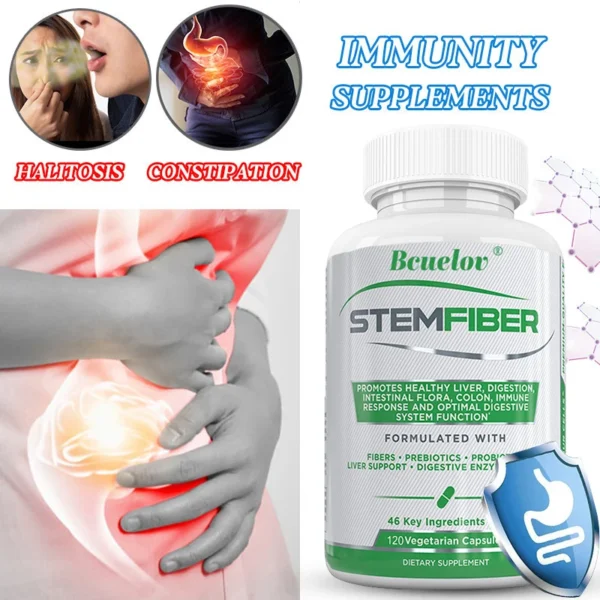 Fiber Probiotic + Prebiotic Supplement, Liver Support, Digestion, Gut Microbiome, Constipation Relief, 120 Capsules - Image 4