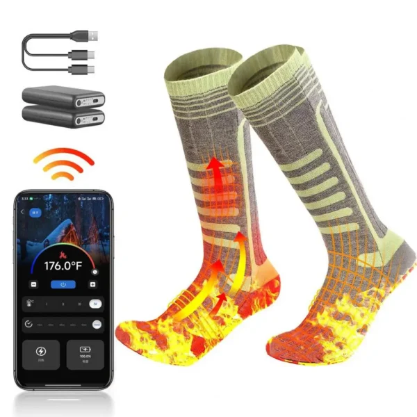 Heated Socks Thermal Winter Warm Skiing Heating Arthritis Electric Socks App Control Rechargeable Outdoor Sport Foot Warmer - Image 28