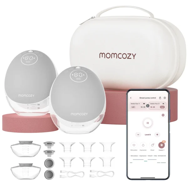 Momcozy M9 Breast Pump Hands Free Upgraded Mobile Flow, App Control with Personalized Multi-Modes & 15 Levels, 24mm - Image 9