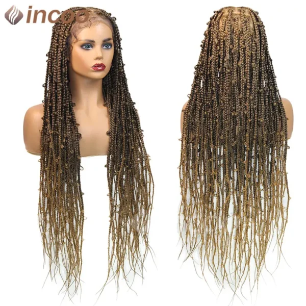 36 Inches Synthetic Lace Braided Wigs Butterfly Braids Lace Wig For Black Women Braid Wigs On Sale Clearance Box Braids Lace Wig - Image 10