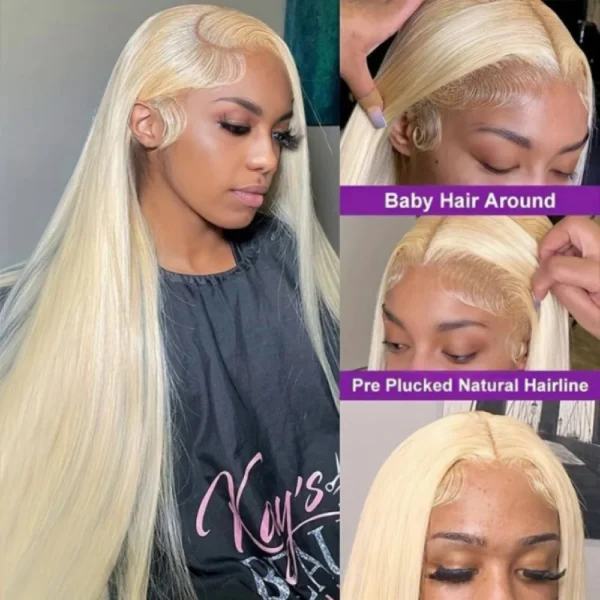 13x6 HD Transparent 613 Blonde Lace Frontal Wig Human Hair  200% Density  36 inches Lace Frontal Wig straight Lace Frontal Wigs - Image 2