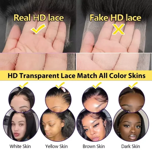52 long inches 13x6 HD Front Wigs Transparent Lace Natural Body Wave Human Hair 200 Density  in Brazilian human hair For Women h - Image 5