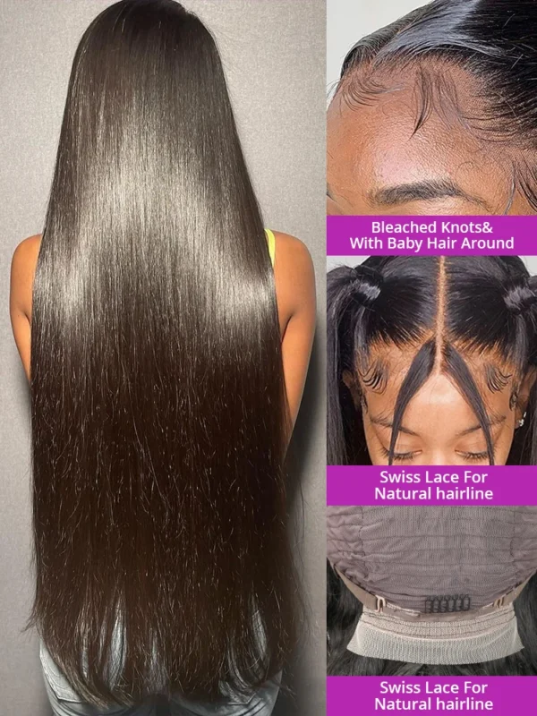 250 Density 13x6 Bone Straight Hd Lace Front Wig 40 46 50 Inch 13x4 Lace Frontal Human Hair Wigs For Women Brazilian Hair Wigs - Image 5