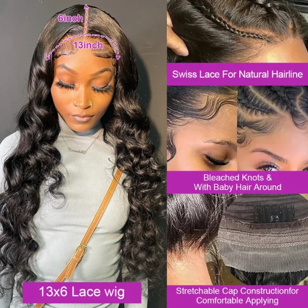 40 Inch Loose Deep Wave 13x4 13x6 HD Transparent Human Hair Wig 250 Density Brazilian Water Curly Nature Wave Lace Frontal Wigs - Image 3