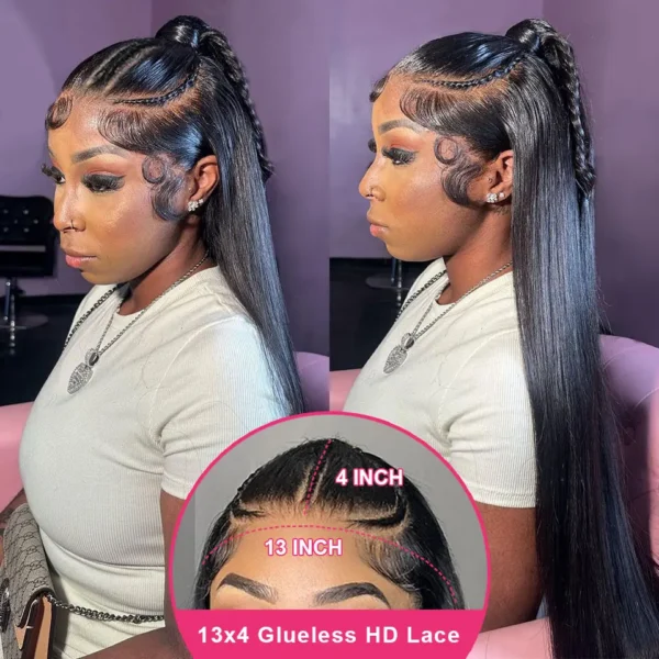 KissLove Straight Pre Braided Lace Front Wig Ready To Go Wigs Invisible HD Lace Frontal Wig Human Hair Pre Everything Done Wigs - Image 9