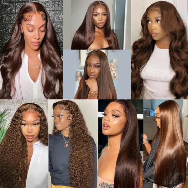 Chocolate Brown Straight 13x4 13x6 Hd Lace Frontal Wig Brazilian Colored T Part Human Hair Wigs For Women Preplucked 30 36 Inch - Image 13