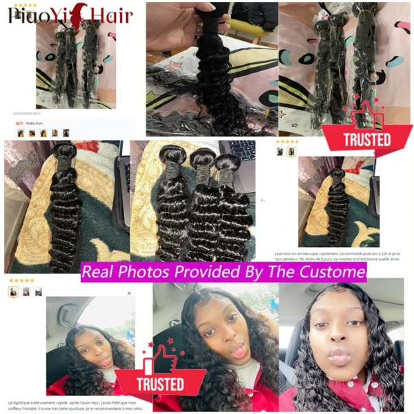 20 22 24Inch Deep Wave Human Hair Bundles Curly Hair Brazilian Weaving Natural 100% Raw Human Hair Deep Wave Bundle Top Quality - Image 3