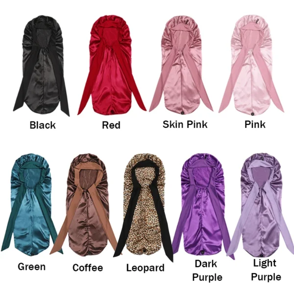Soft Silky Long Satin Bonnet For Natural Hair And Curly Hair Extra Large Size Hair Cap With Tie For Comfortable Night Sleep 1Pcs - Image 3