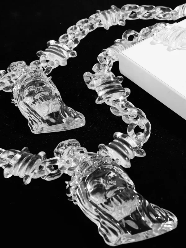 Trendy Transparent Clear Acrylic Big Juese Pendant Necklace for Men Hiphop Brambles Wire Jesus Christ Necklaces Male Jewelry - Image 4