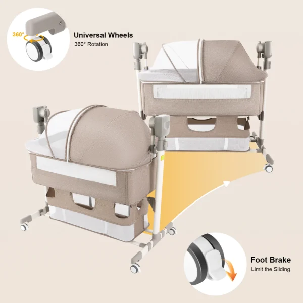 5 Gears Baby Rocking Bed Baby Crib Electric Bassinet W/ Mosquito Net Adjustable Height Nursery Bed Bluetooth Music 110V 44IBS - Image 6