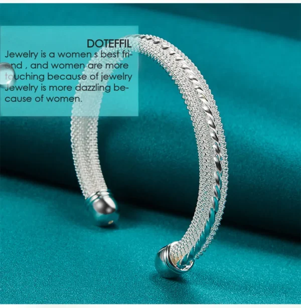 DOTEFFIL 925 Sterling Silver Woven Mesh Bangle Bracelet For Woman Man Wedding Engagement Fashion Charm Party Jewelry - Image 11