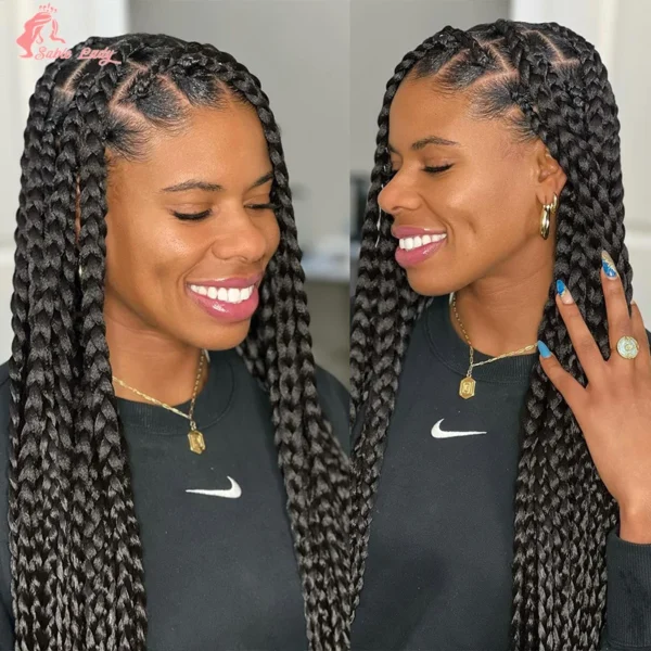 Synthetic Full Lace Wigs Jumbo Box Braids Wig Lace Front Wig Knotless Braids Wig Black Women Long 36“ Cornrows Box Braided Wigs - Image 11