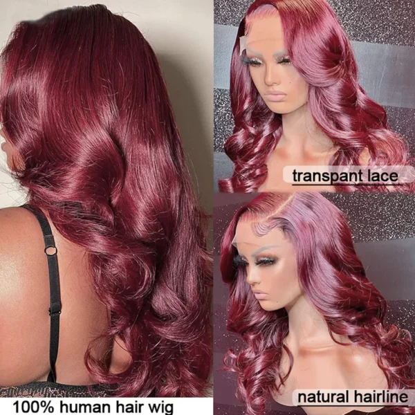 Wiggogo 30 Inch Hd Lace Wig 13X6 Hd Lace Frontal Wig 13X4 Red Lace Front Human Hair Wigs 99J Burgundy Body Wave Lace Front Wigs - Image 7