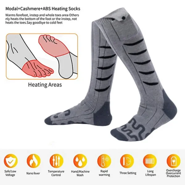 Heated Socks Thermal Winter Warm Skiing Heating Arthritis Electric Socks App Control Rechargeable Outdoor Sport Foot Warmer - Image 3