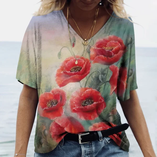 Fashion Floral Flower Graphics 3D Print T-Shirts Woman Summer T Shirt Streetwear Women's Y2K Tops Oversized Clothing Girls Tees - Image 16