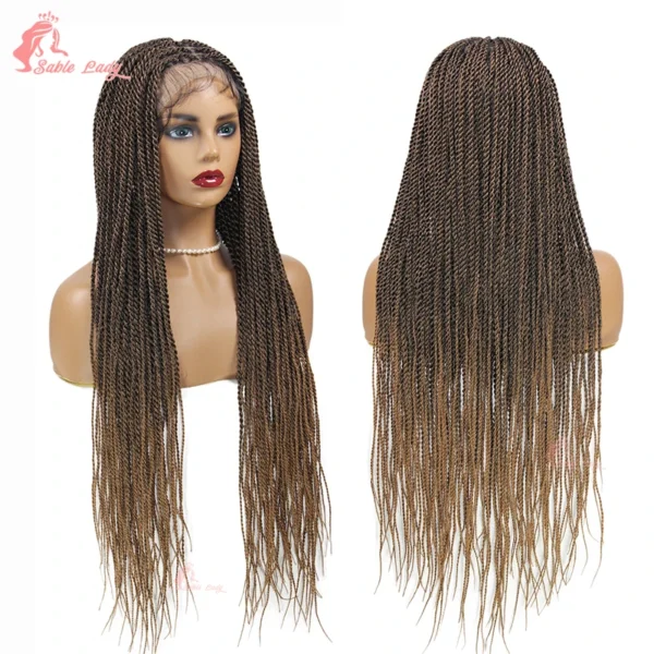 Long 36“ Synthetic Full Lace Wigs Twist Box Braided Wigs Lace Front Wig Knotless Braids Wig Black Women Cornrow Box Braided Wigs - Image 20