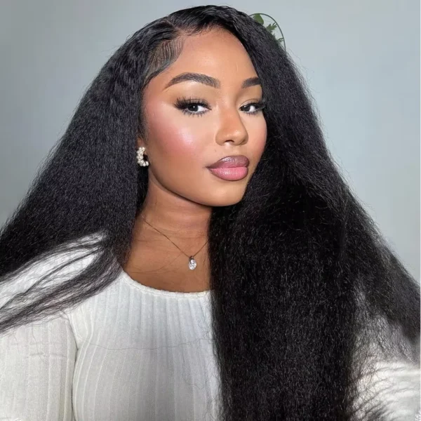Kinky Straight 13x6 Hd Lace Frontal Wig 360 Hd Lace Black Wig Ponytail Yaki Straight 7x5 Wear And Go Glueless Human Hair
