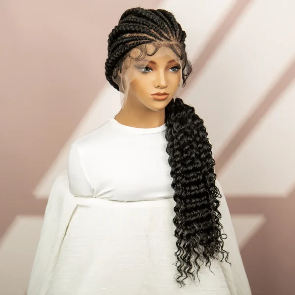 African Black Women Braided Wigs Double Lace Cornrow Braided Wig with Baby Hair Full Lace Frontal 30 Inch Natural Braiding Hair - Image 18