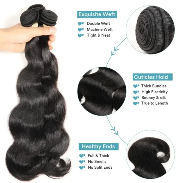 Mossily 3 4 5 Bundles 40 Inches 100% Raw Human Hair Body Wave Brazilian Remy Human Hair Bundle Extension Double Drawn Weavy - Image 18