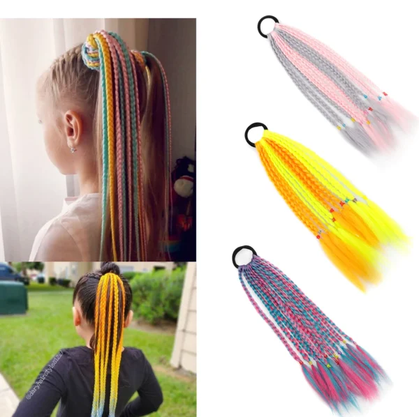 Girls Colorful Braids Ponytail Hair Ornament Headbands Rope Rubber Bands Beauty Hair Bands Headwear Braid Kids Gift Hair Accesso - Image 26