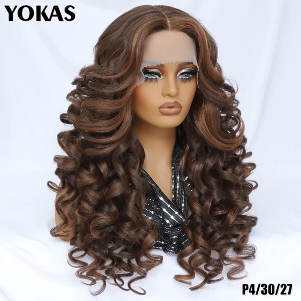 24 Inch Synthetic Lace Front Wigs For Black Women Curly Afro Lace Wigs for Afro Women Chocolate Brown Lace Front Wigs For Woman - Image 7