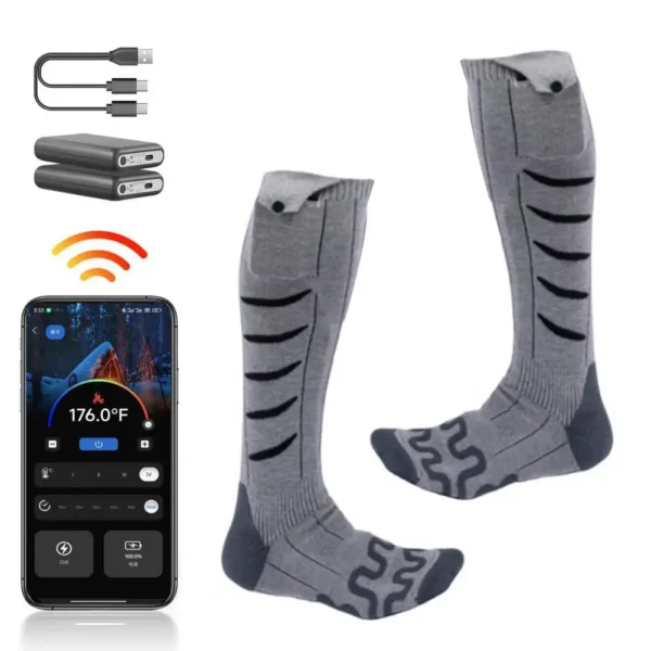 Heated Socks Thermal Winter Warm Skiing Heating Arthritis Electric Socks App Control Rechargeable Outdoor Sport Foot Warmer - Image 29