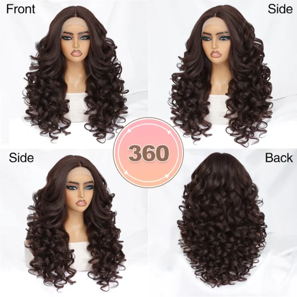 24 Inch Synthetic Lace Front Wigs For Black Women Curly Afro Lace Wigs for Afro Women Chocolate Brown Lace Front Wigs For Woman - Image 5