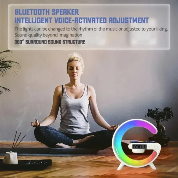 Multifunction RGB Light Bluetooth Speaker Alarm Clock 15W Wireless Charger Stand Pad For iPhone Samsung Fast Charging Station - Image 5
