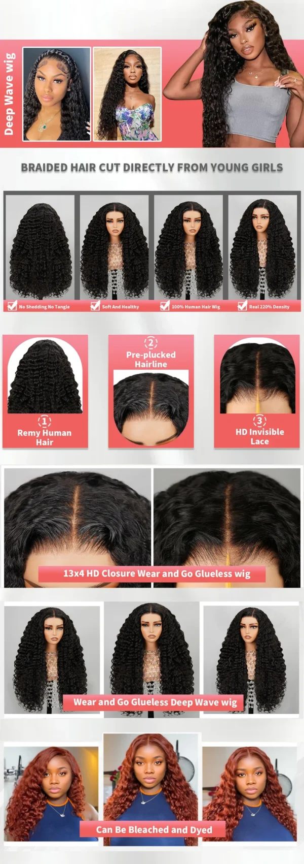 280% Density 38 40 Inch Deep Wave 13x6 HD Lace Front Human Hair Wig Loose Water Curly 13x4 Lace Frontal Wig Human Hair For Women - Image 7