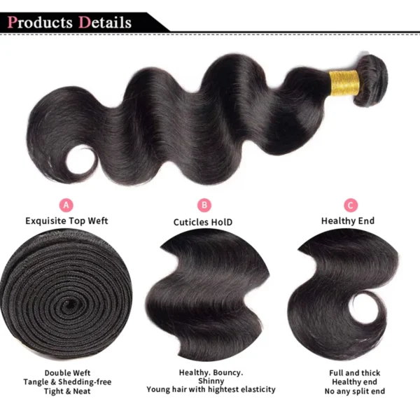 Body Wave Bundles 100% Human Hair Extensions Brazilian Remy 32Inch Water Wavy Raw Hair Bundles Virgin Double Weft Hair Weaving - Image 5