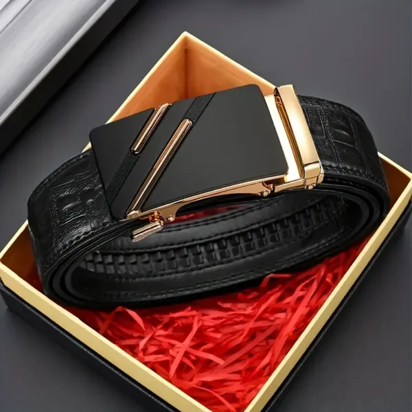 Fivela automática de metal masculino cinto de couro, cinta, marca, design de luxo, masculino - Image 3