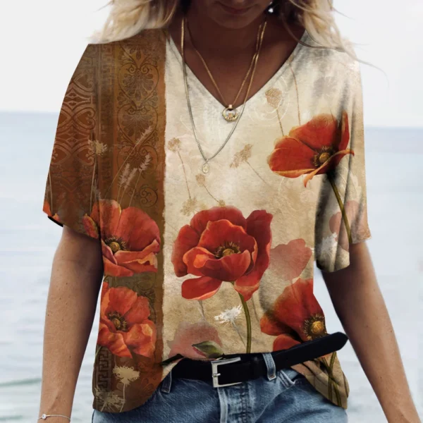 Fashion Floral Flower Graphics 3D Print T-Shirts Woman Summer T Shirt Streetwear Women's Y2K Tops Oversized Clothing Girls Tees - Image 15