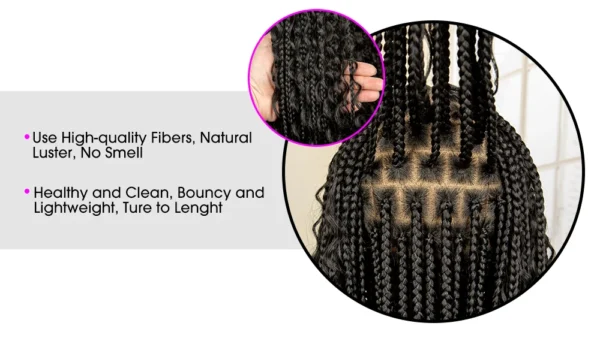 36 Inches Long Boho Braided Wigs with Baby Hair Synthetic Full Lace Knotless Box Braiding Wig with Curly Lace Frontal Wig - Image 11