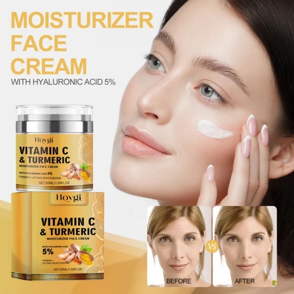 Vitamin C &Turmeric Moisturizer Face Cream Fade Dark Spot Wrinkle Brightening Skin Firming Tighten Lighten Dullness Face Cream - Image 10