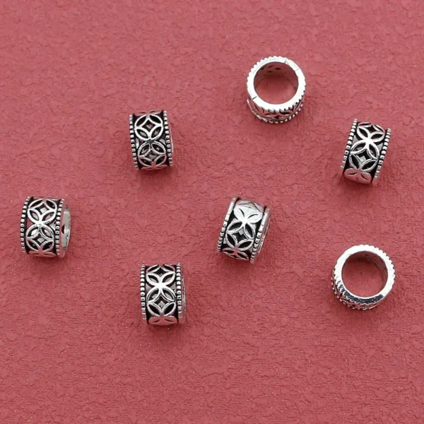 30pcs/Lot Classic Hollow Coin Pattern Big Hole Loose Beads 8x5mm Bracelets Wig/Beards Ornaments Bead Spacers DIY Jewelry Crafts - Image 3
