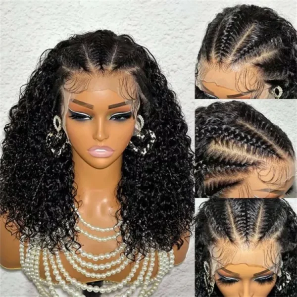 13x4 Lace Braid Wigs Human Hair Afro Kinky Curly Lace Front Wigs for Women Natural Black 250% Density Brazilian Remy Hair 16inch - Image 6