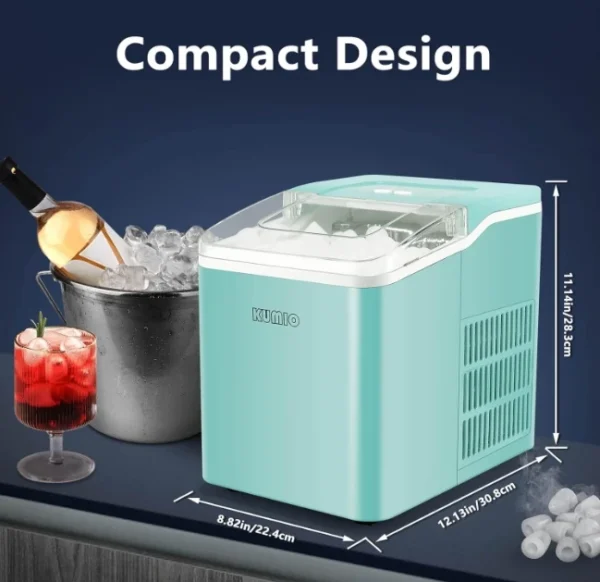 Countertop Ice Maker, 9 Bullet Ice Fast Making in 6-8 Mins, 26.5 lbs in 24 hrs, Self-Cleaning Ice Makers Countertop - Image 6