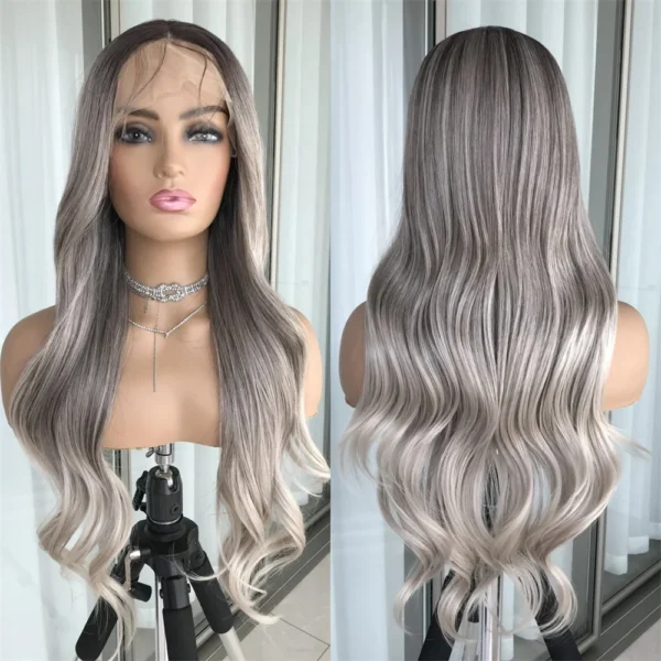 Body Wave Lace Front Wig Highlight Ash Blonde Lace Frontal Synthetic Wigs Pre Plucked Long Wavy Synthetic Lace Wig for Women - Image 12