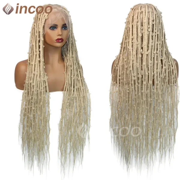 36 Inches Synthetic Lace Braided Wigs Butterfly Braids Lace Wig For Black Women Braid Wigs On Sale Clearance Box Braids Lace Wig - Image 7
