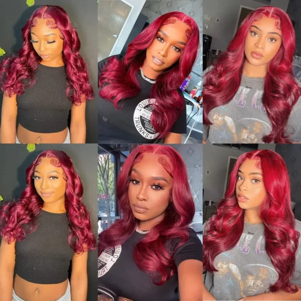 Burgundy 99J Body Wave 13x6 Hd Lace Frontal Human Hair Wig Transparent Lace Front Wigs For Women Brazilian Red Colored Remy Wig - Image 12
