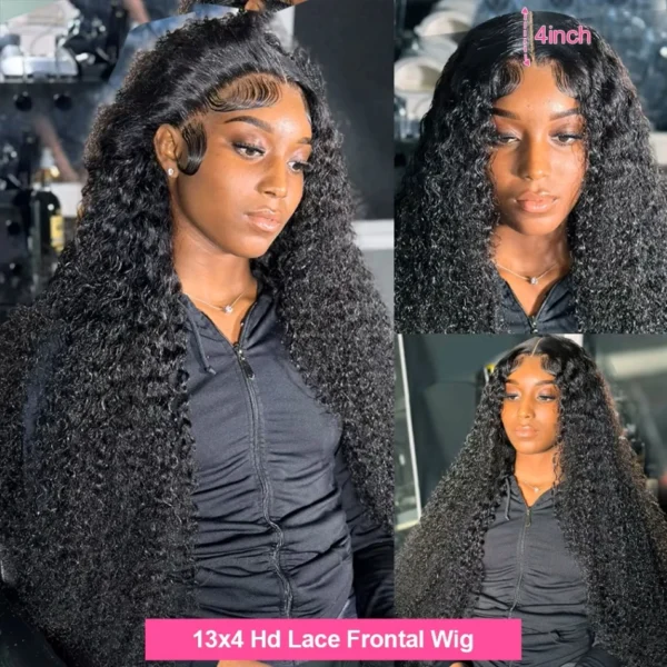 40 Inch Deep Wave 13x4 HD Transparent Lace Frontal 100% Human Hair Wigs 13x6 Lace Frontal Wigs 250 Density Curly Wigs For Women - Image 4