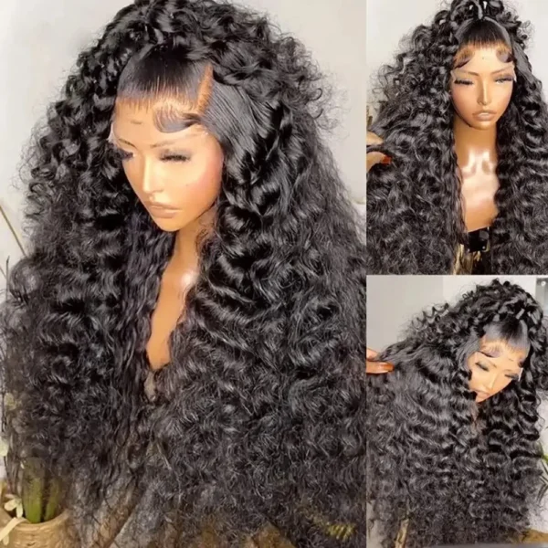 250 Density Water Wave Curly 13x6 Deep Wave HD Transparent Lace Frontal Human Hair Wigs 30 40 Inch 13x4 Lace Front Wig Brazilian - Image 3