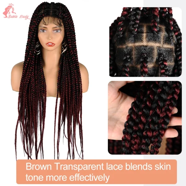 Synthetic Full Lace Wigs Jumbo Box Braids Wig Lace Front Wig Knotless Braids Wig Black Women Long 36“ Cornrows Box Braided Wigs - Image 9