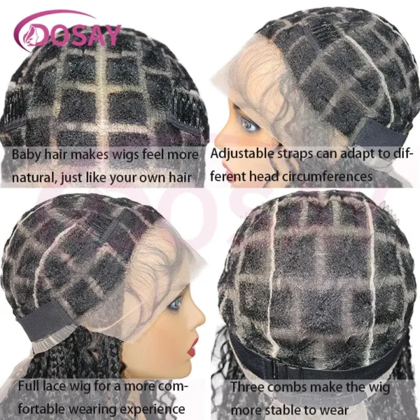 Synthetic Curly Wigs Short 360 Full Lace Boho Braids Wig 12 Inch Knotless Braided Wigs Goddess Box Braid Wig Pre-Pluck Baby Hair - Image 6