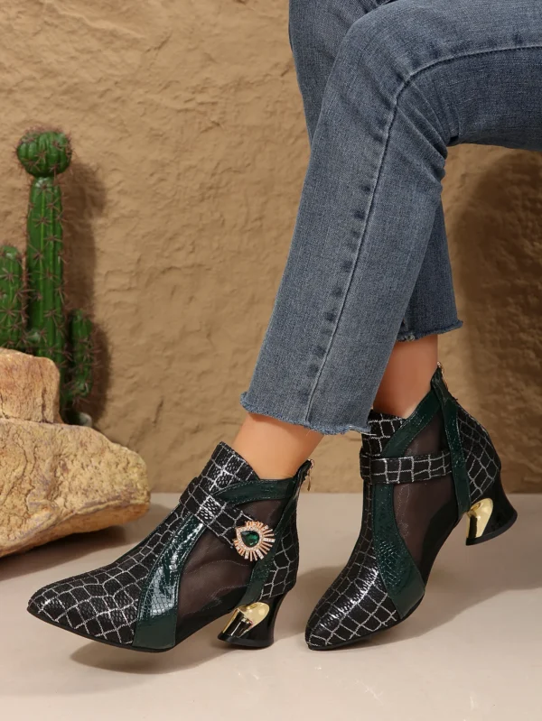 Spring and Summer New High Heel Mesh Boots Hollow Mesh Sandals Thick Heel Fashion Women's Shoes Women's Sandals - Image 10