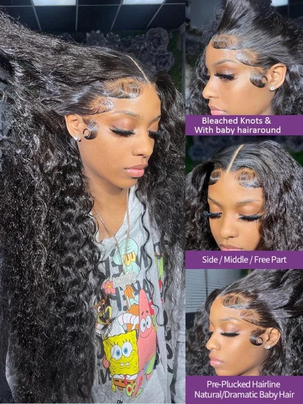 Wulala 40 Inch Deep Wave Lace Front Wig 13x6 Hd Lace Frontal Wig 13x4 Curly Human Hair Wigs For Women 4x4 360 Pre Plucked Lace - Image 2