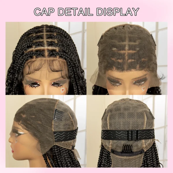 36 Inches Long Boho Braided Wigs with Baby Hair Synthetic Full Lace Knotless Box Braiding Wig with Curly Lace Frontal Wig - Image 6