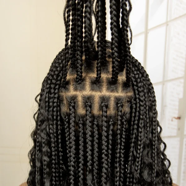 36 Inches Long Boho Braided Wigs with Baby Hair Synthetic Full Lace Knotless Box Braiding Wig with Curly Lace Frontal Wig - Image 18