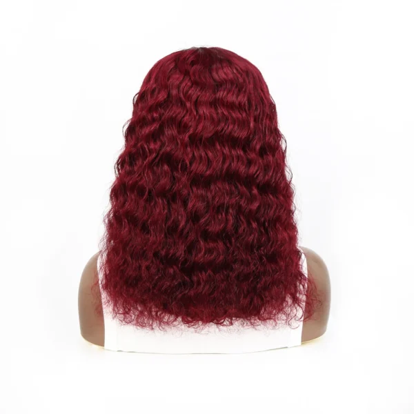 99J Burgundy Short Bob Wigs Human Hair 180 Density 4x4 Lace Front Wig Deep Wave Pre Plucked Transparent Lace Frontal Curly Wig - Image 7