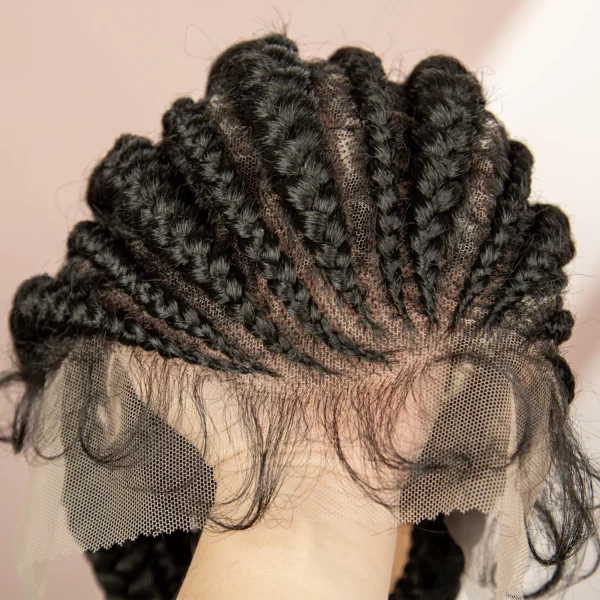 African Black Women Braided Wigs Double Lace Cornrow Braided Wig with Baby Hair Full Lace Frontal 30 Inch Natural Braiding Hair - Image 2